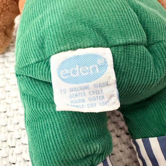 Eden Vintage Corduroy Green Overalls Teddy Bear Stuffed Animal Plush - Picture 6 of 8